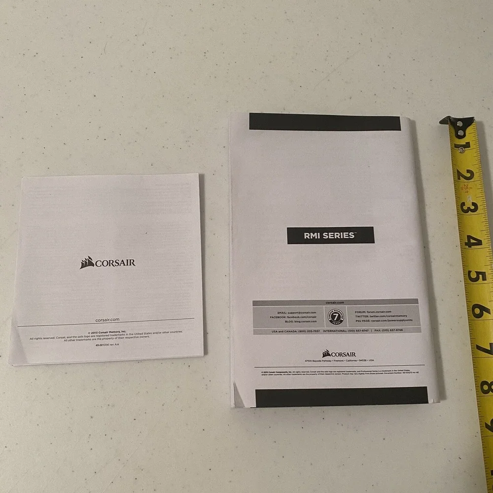 Corsair‎ RMI Series Book Manual PM1000i RM850i RM750i RM650i + Warranty Guide